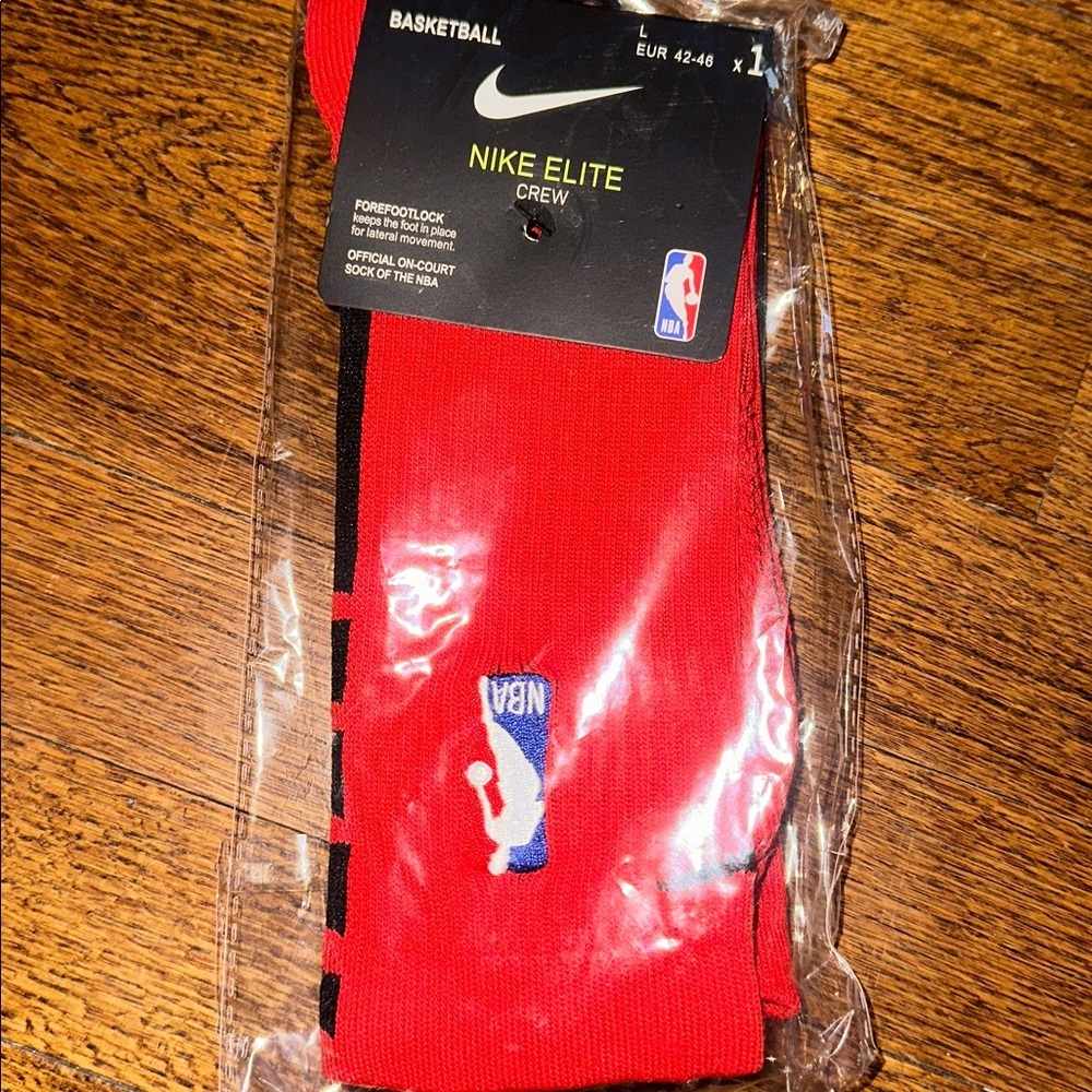 Nike Elite Quick Crew NBA Basketball Sock Red Black - NEW - MENS LARGE